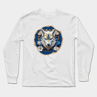 Wolf with Flowers Long Sleeve T-Shirt